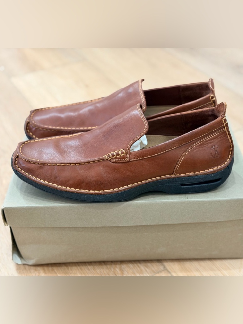 Cole Haan Men's Cognac Brown Leather Slip-On Loafers